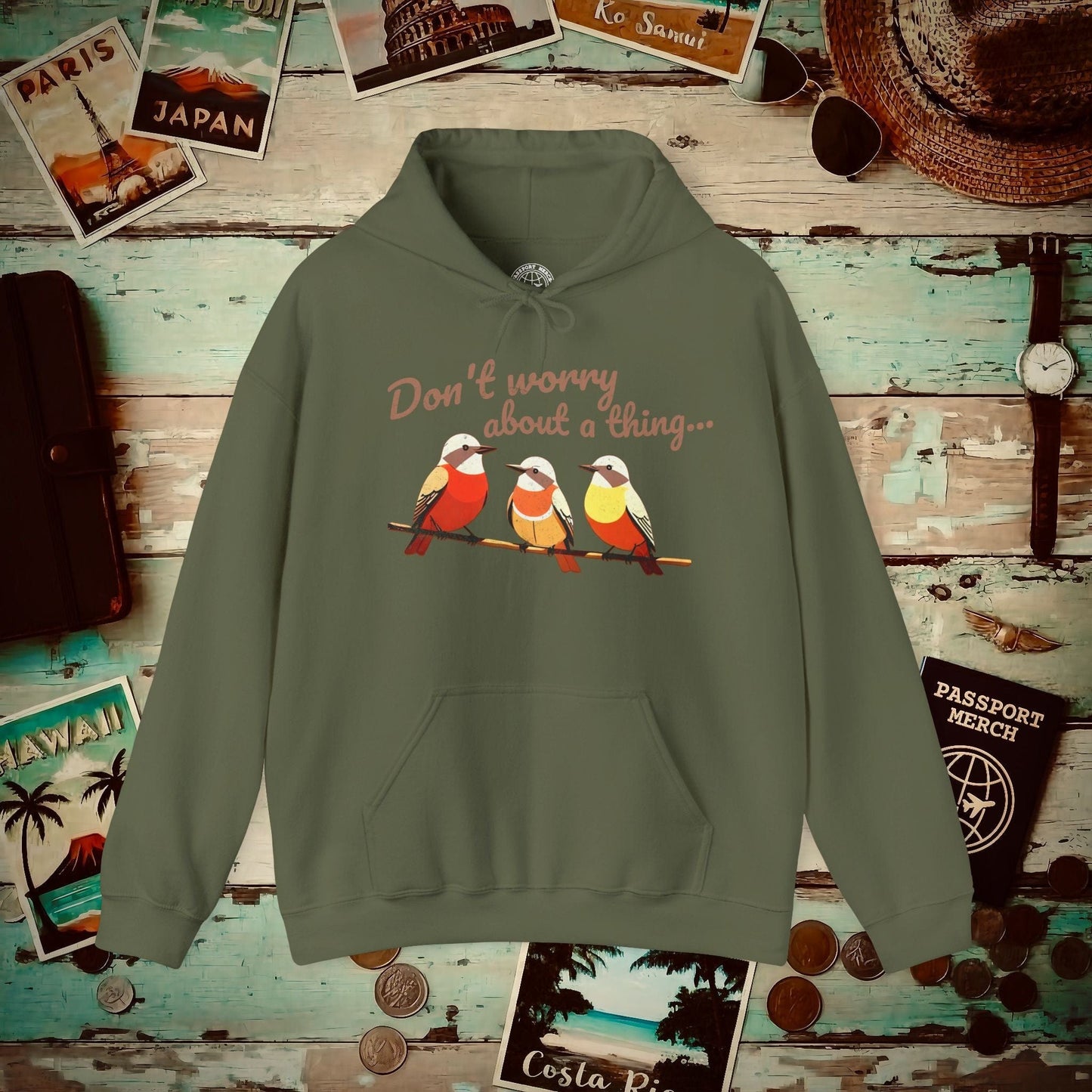 Three Little Birds, Jamaica Hoodie Military Green / S