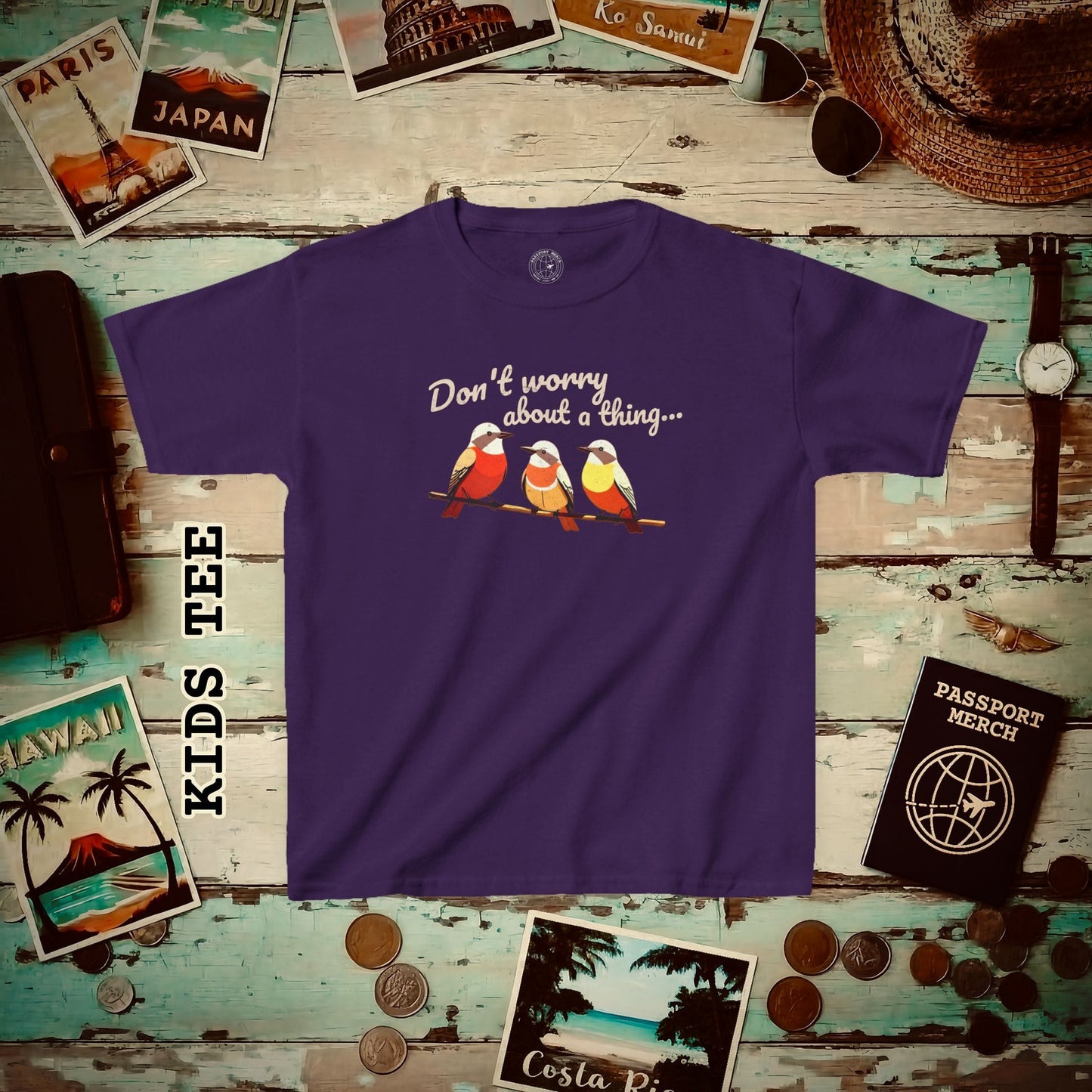 Three Little Birds, Jamaica Kids Tee Purple / XS