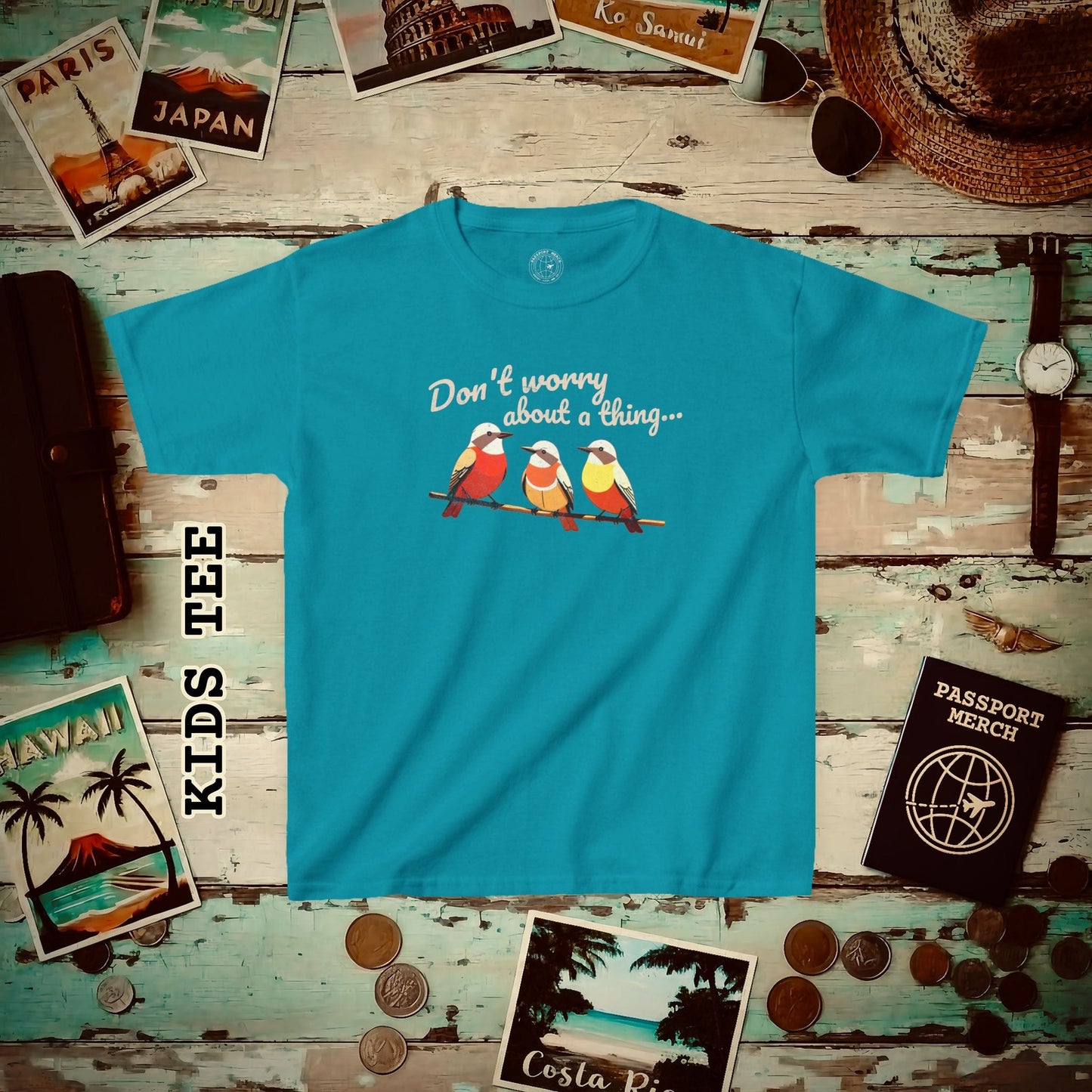 Three Little Birds, Jamaica Kids Tee Tropical Blue / XS