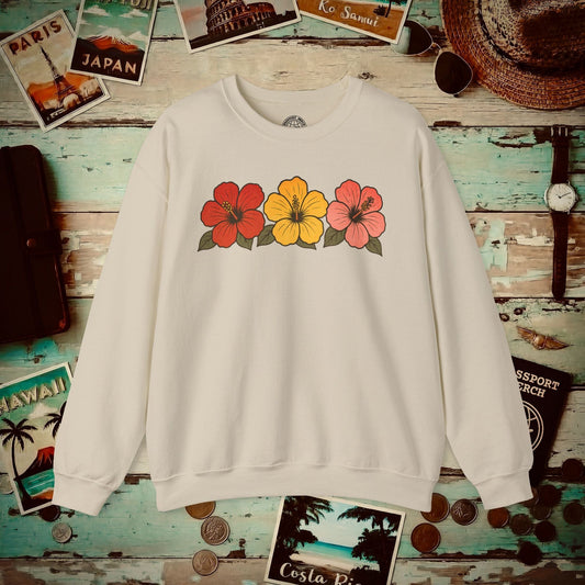 Three Vintage Hibiscus, Hawaii Crewneck Sand / S