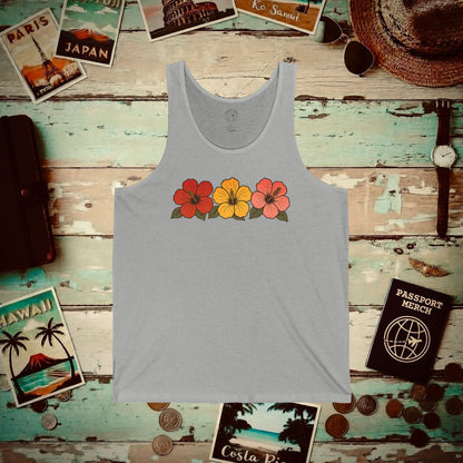 Three Vintage Hibiscus, Hawaii, Hawaii Tank Top Athletic Heather / XS