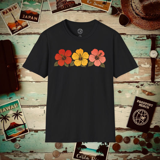 Three Vintage Hibiscus, Hawaii T-Shirt Black / S