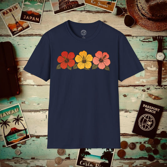 Three Vintage Hibiscus, Hawaii T-Shirt Navy / S