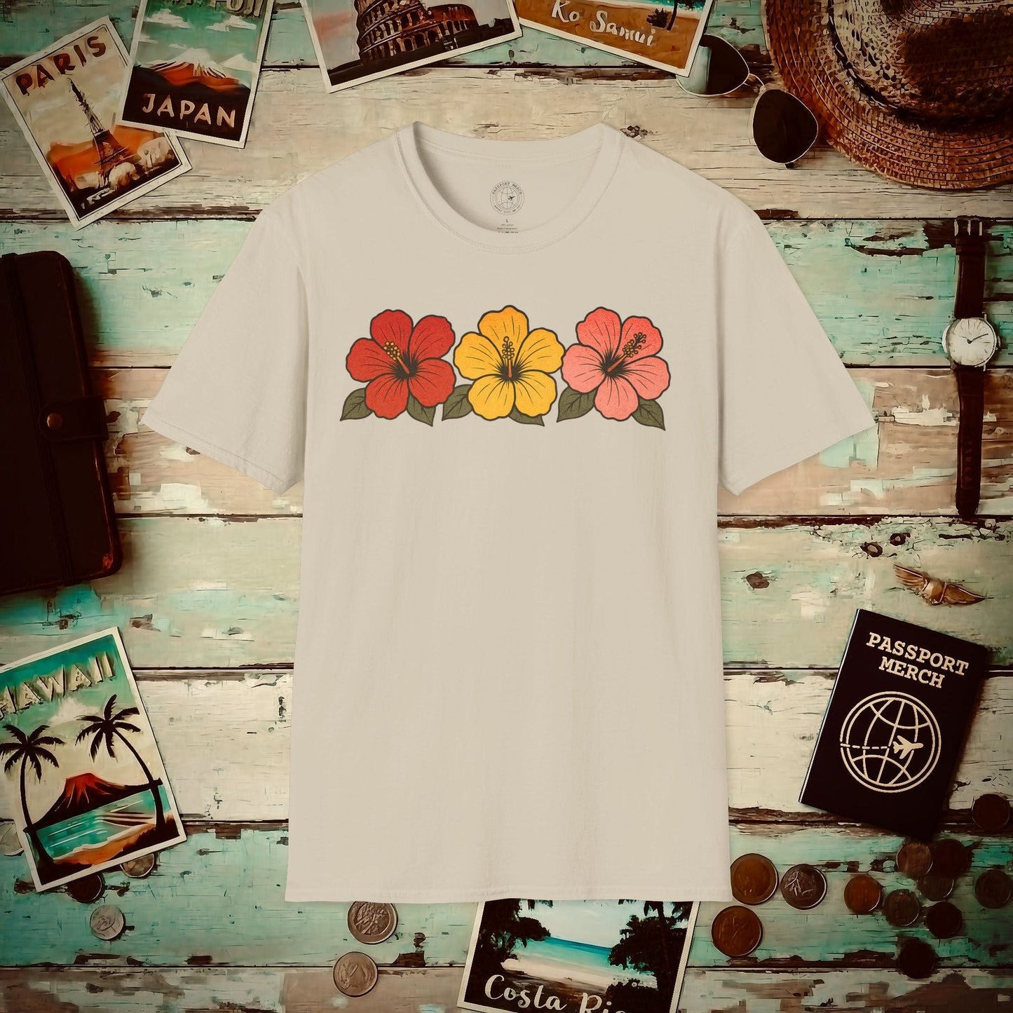 Three Vintage Hibiscus, Hawaii T-Shirt Sand / S
