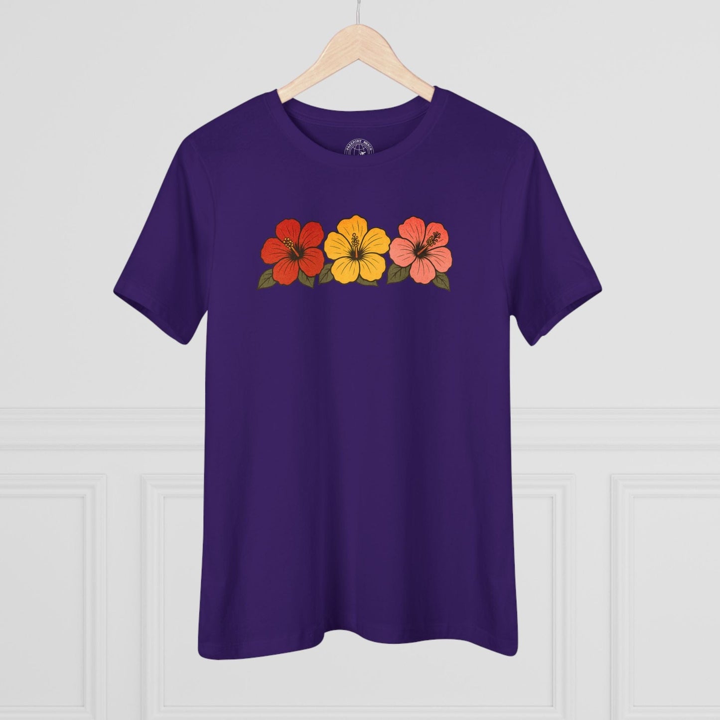 Three Vintage Hibiscus, Hawaii, Womens Fit T-Shirt Team Purple / S
