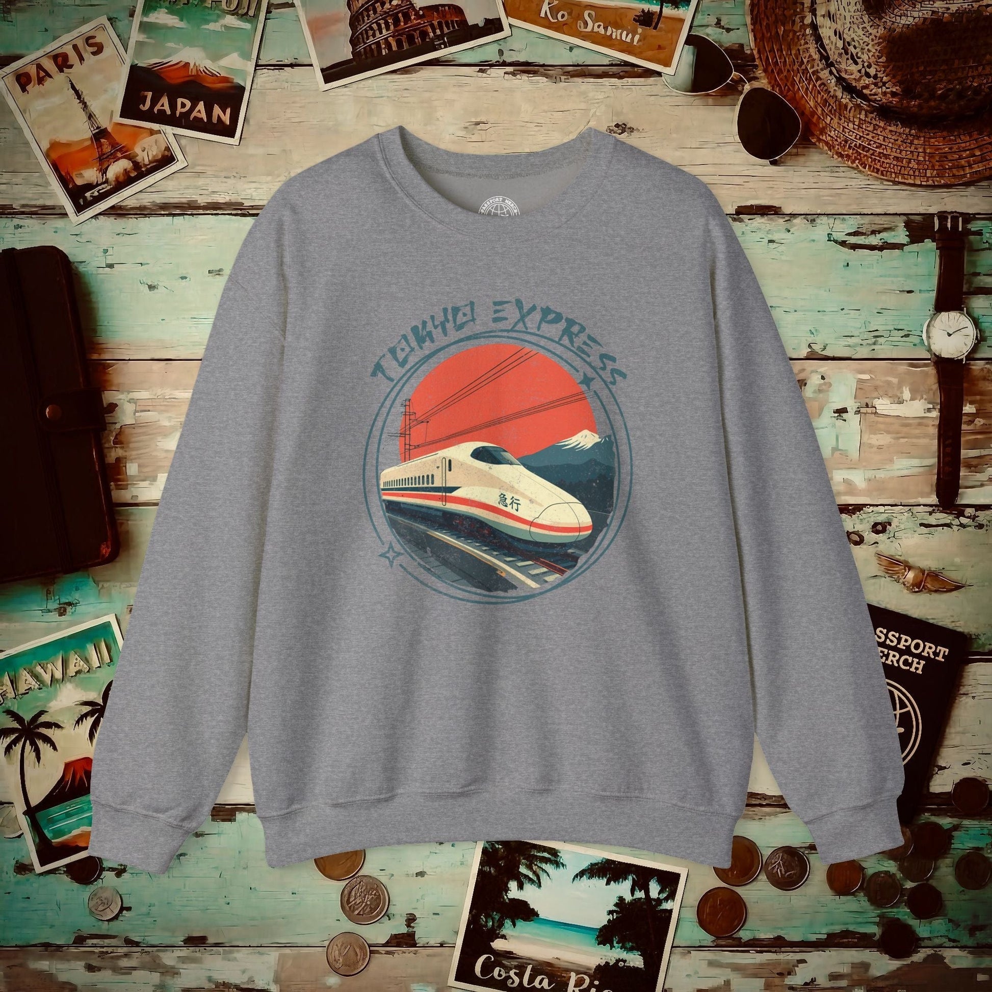 Tokyo Express, Japan Crewneck Graphite Heather / S