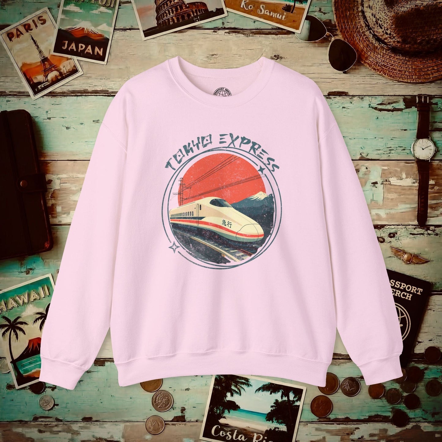 Tokyo Express, Japan Crewneck Light Pink / S
