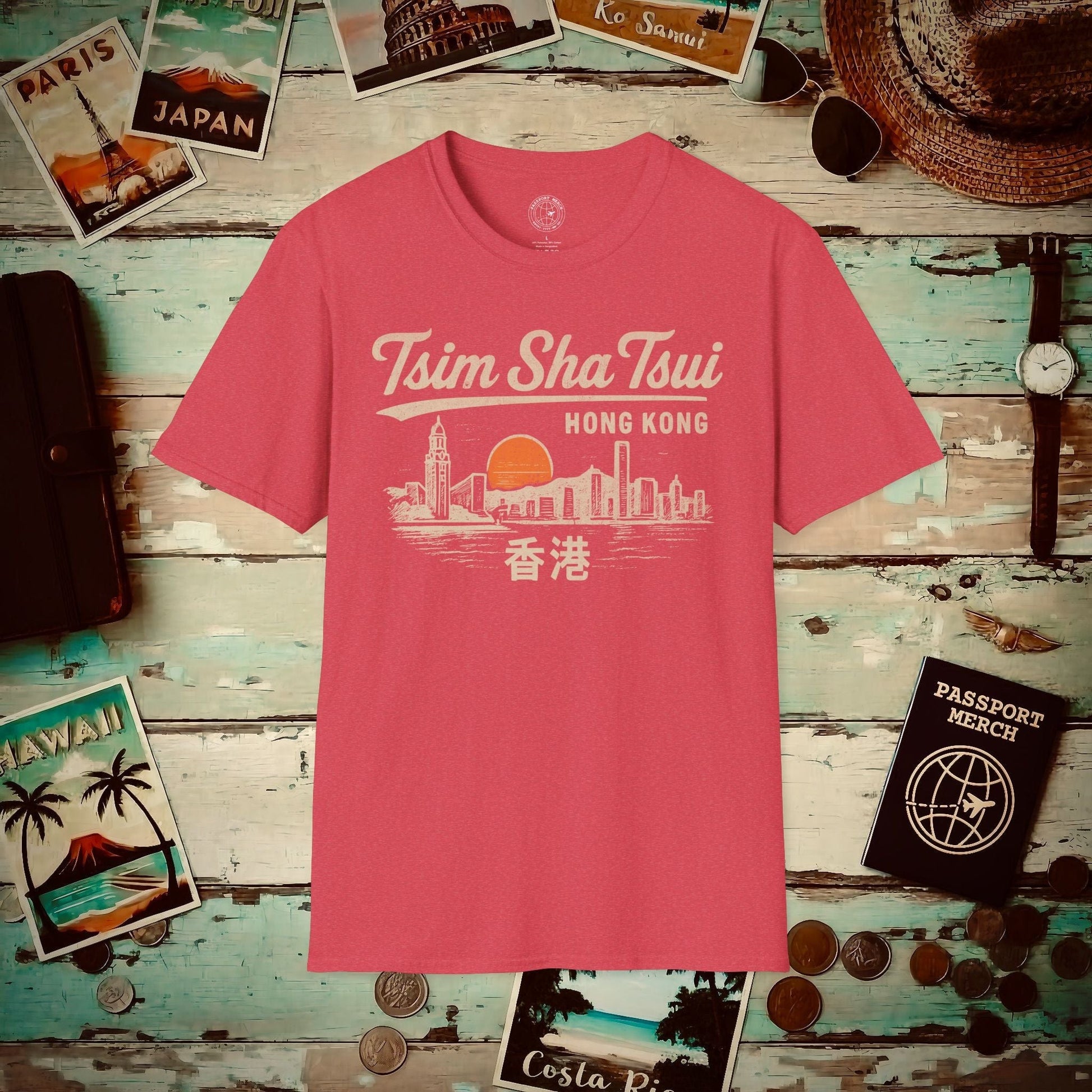 Tsim Sha Tsui Hong Kong (Vintage Urban) T-Shirt Heather Red / S