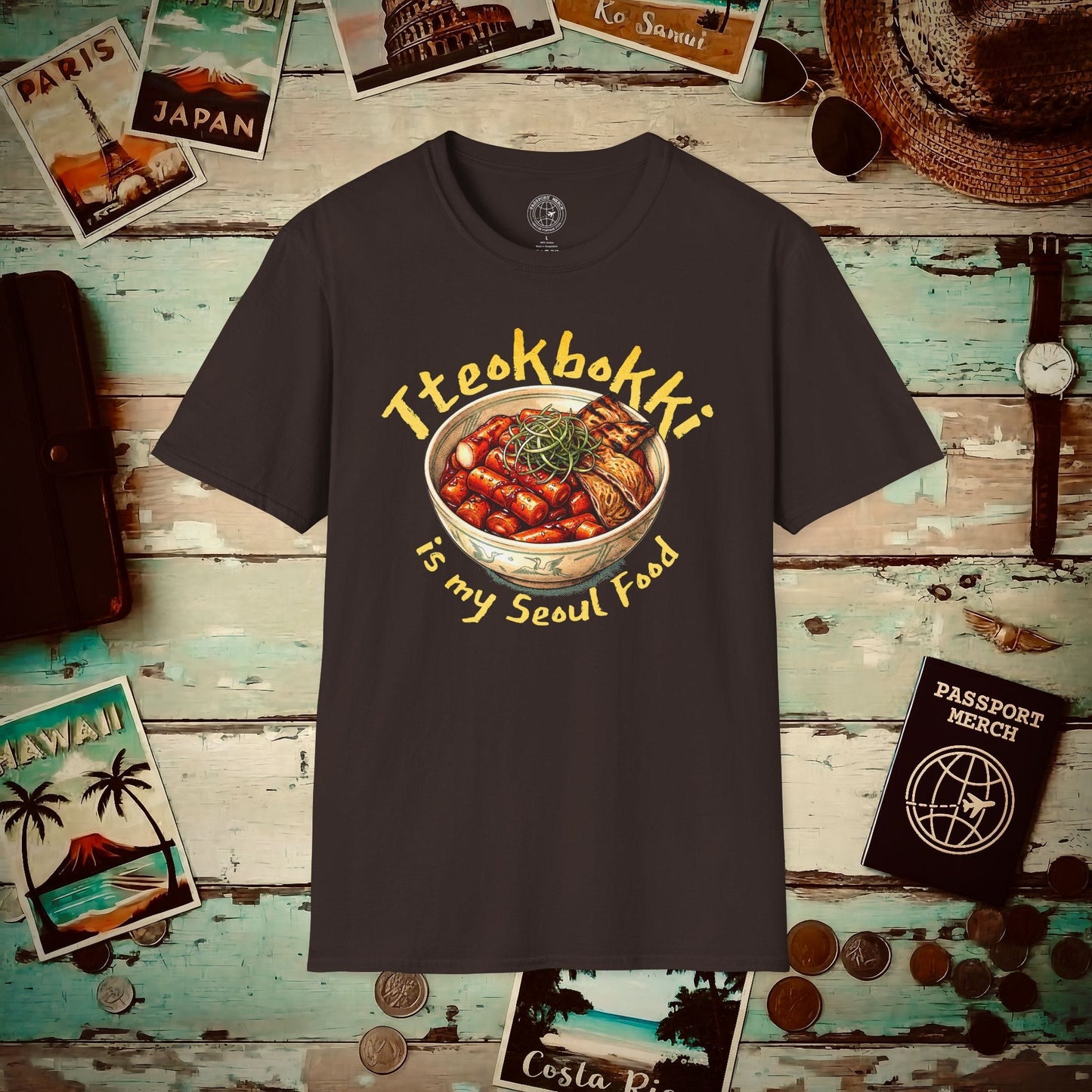 Tteokbokki is my Seoul Food, Korea T-Shirt Dark Chocolate / S