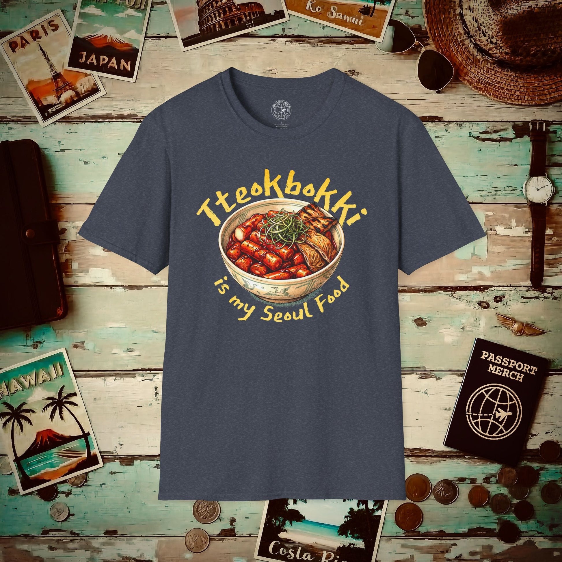 Tteokbokki is my Seoul Food, Korea T-Shirt Heather Navy / S