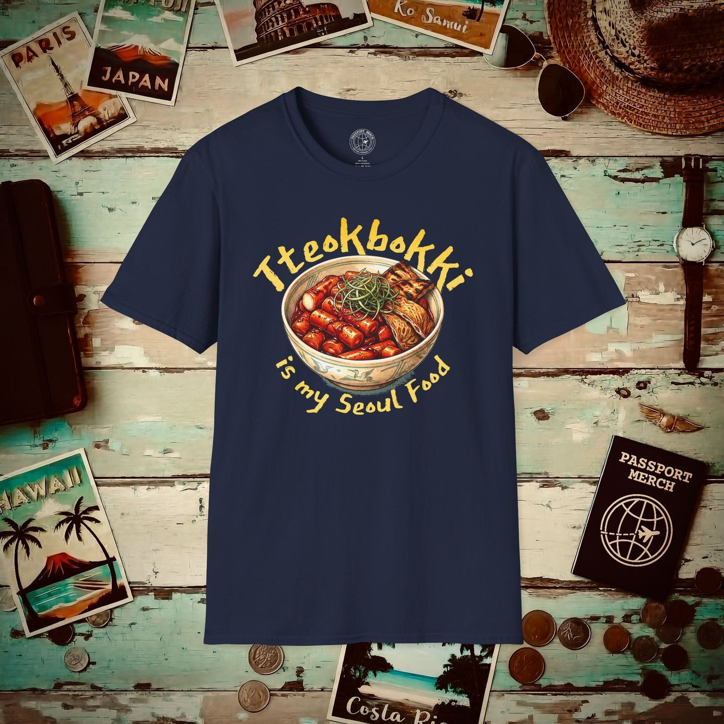 Tteokbokki is my Seoul Food, Korea T-Shirt Navy / S
