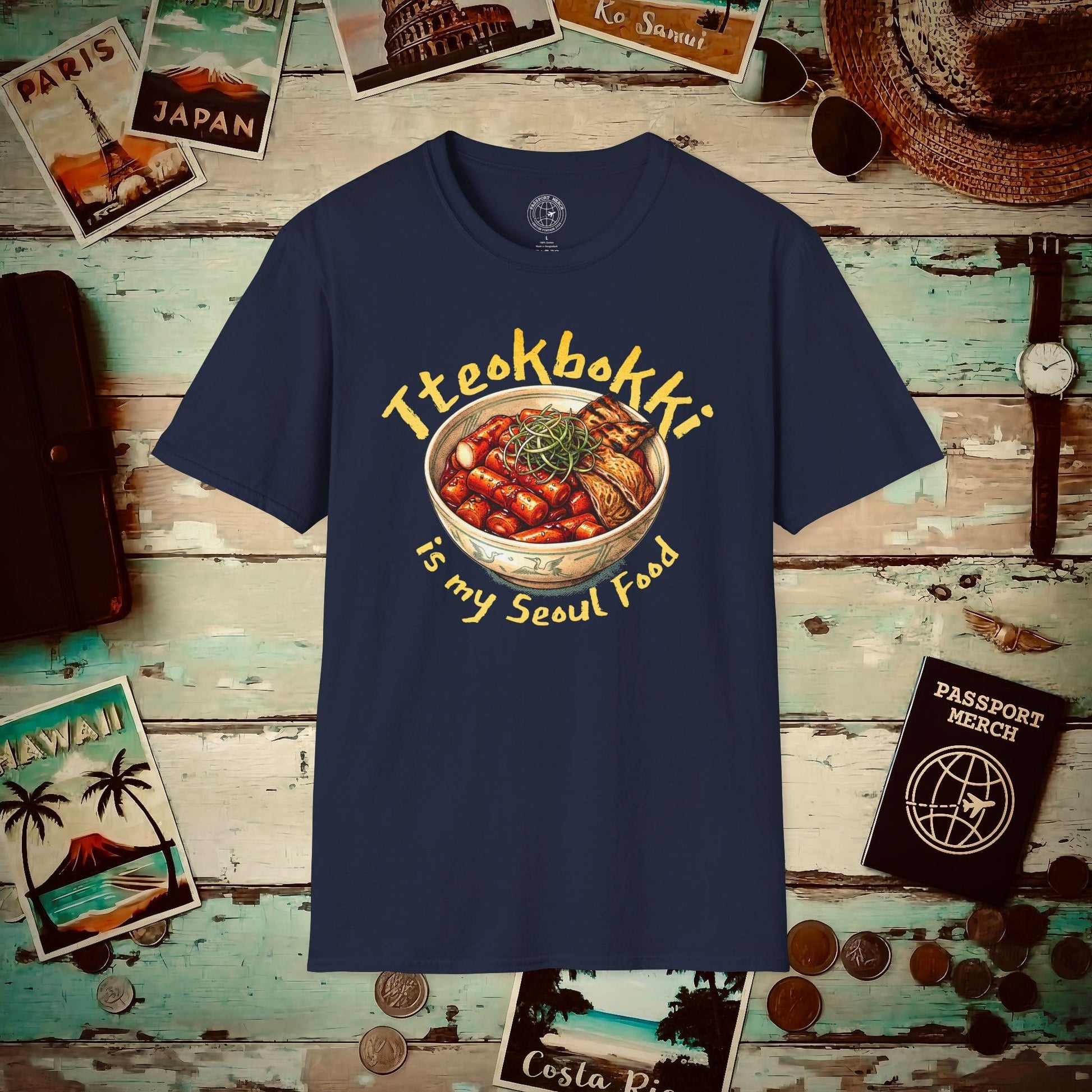 Tteokbokki is my Seoul Food, Korea T-Shirt Navy / S