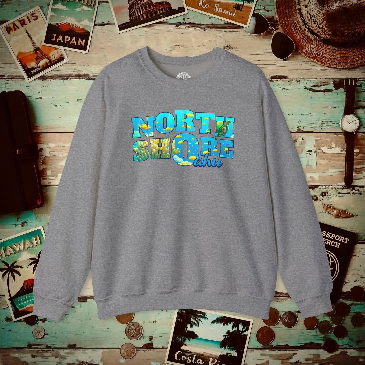 Underwater Dreams, North Shore Oahu, Hawaii Crewneck Graphite Heather / S