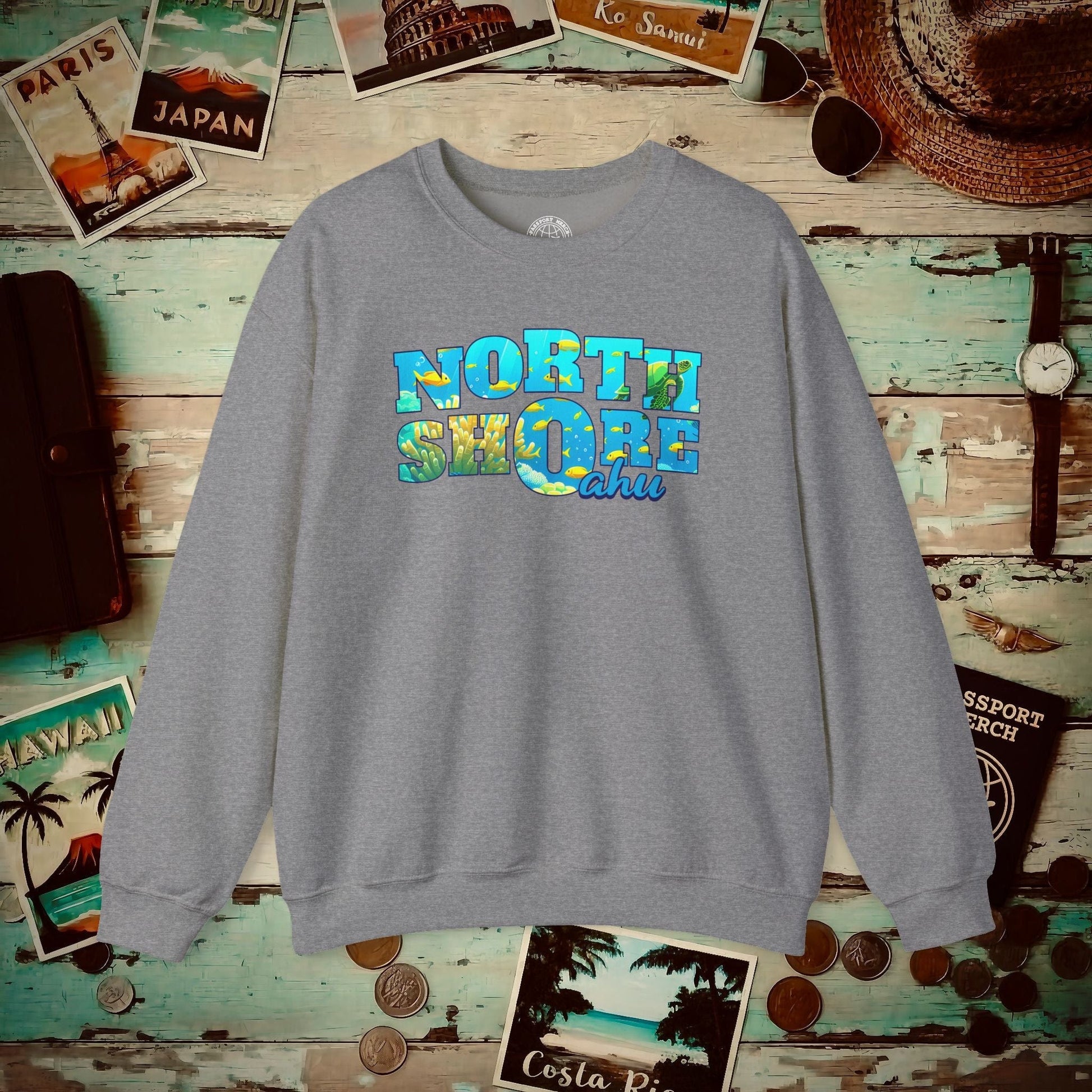 Underwater Dreams, North Shore Oahu, Hawaii Crewneck Graphite Heather / S