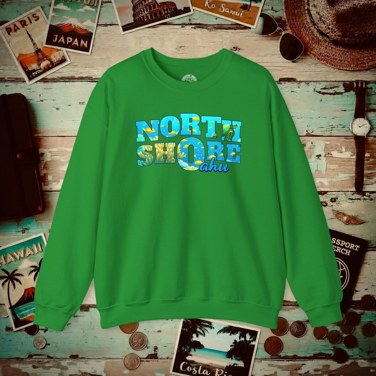 Underwater Dreams, North Shore Oahu, Hawaii Crewneck Irish Green / S