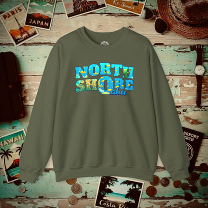 Underwater Dreams, North Shore Oahu, Hawaii Crewneck Military Green / S