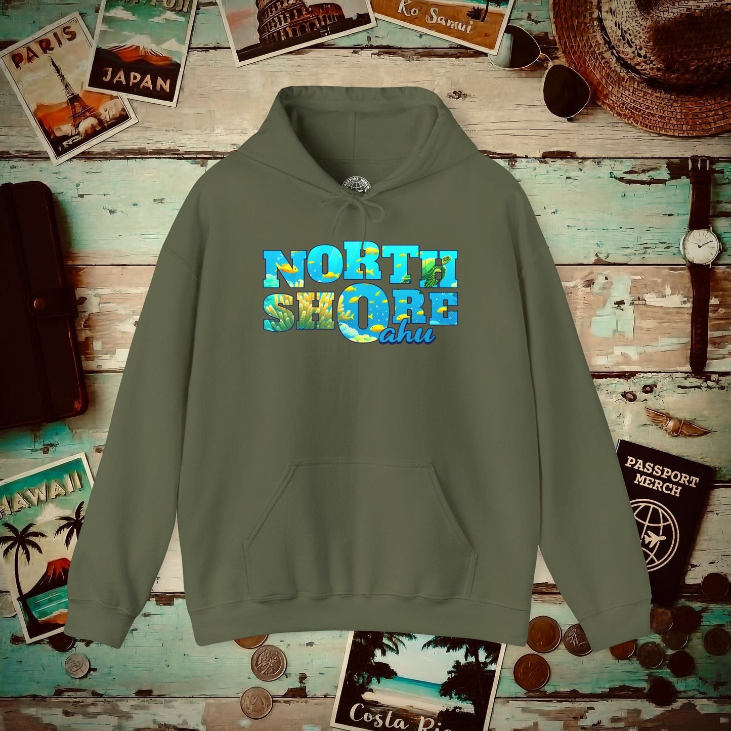 Underwater Dreams, North Shore Oahu, Hawaii Hoodie Military Green / S