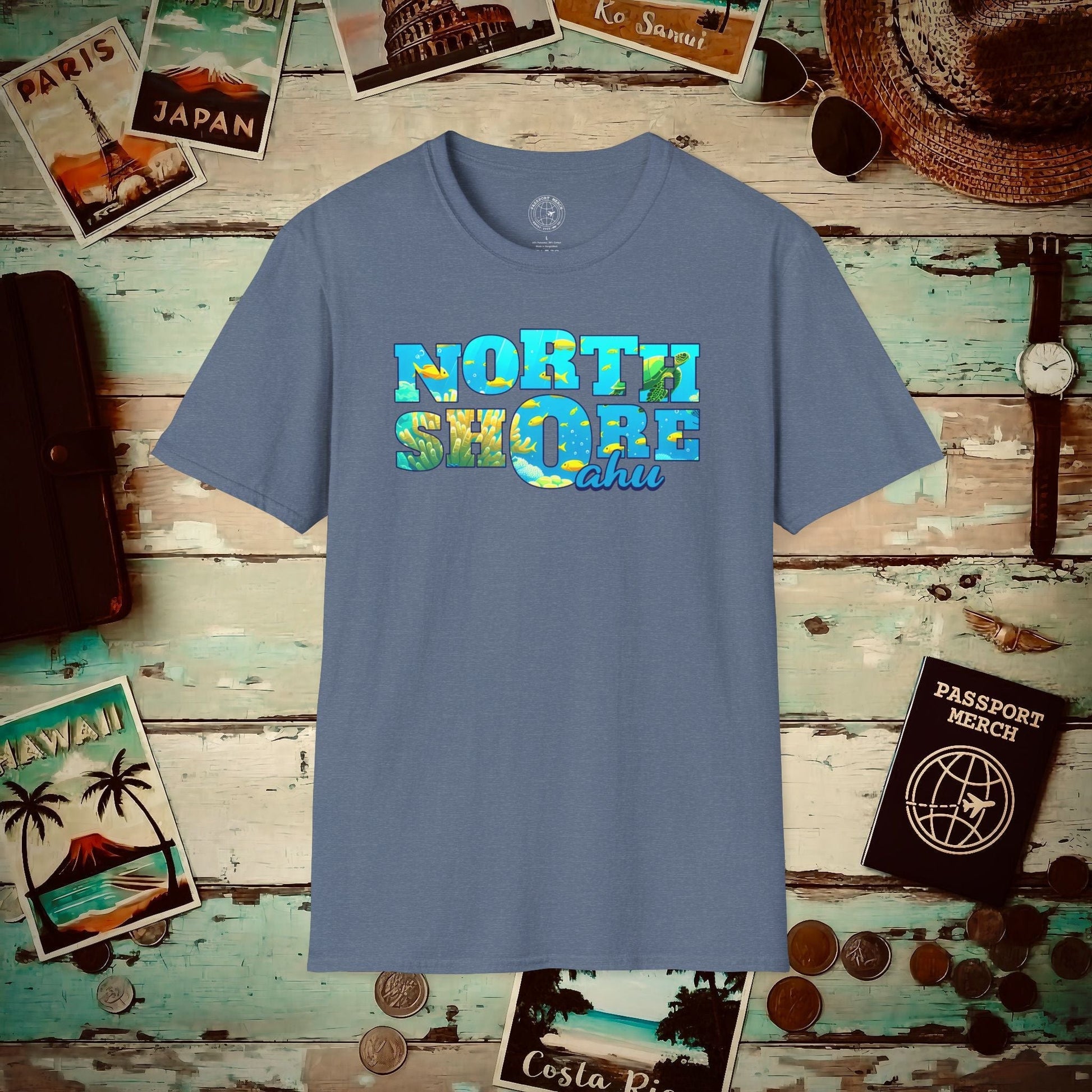 Underwater Dreams, North Shore Oahu, Hawaii T-Shirt Heather Indigo / S