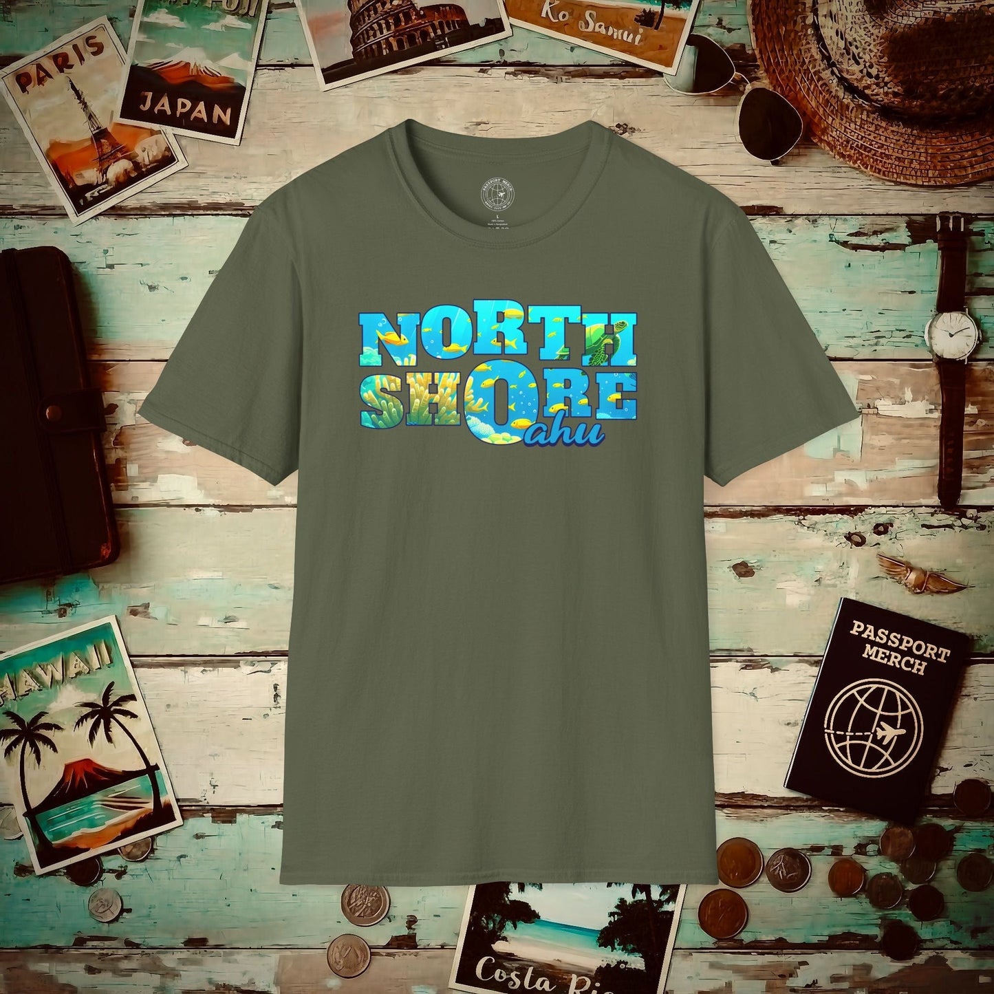 Underwater Dreams, North Shore Oahu, Hawaii T-Shirt Military Green / S