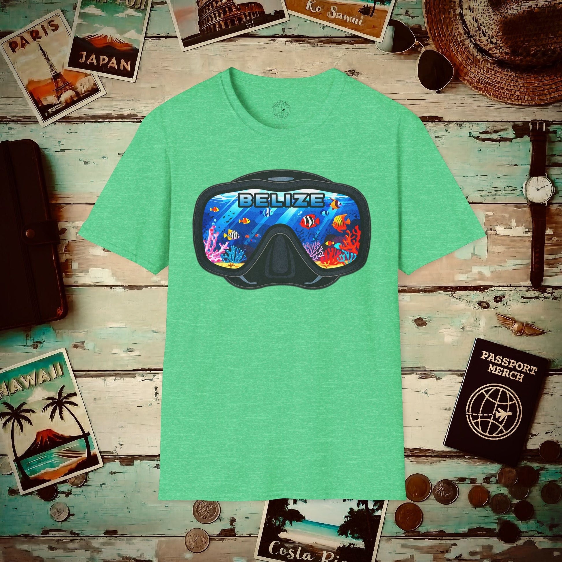 Underwater Reflections of Belize T-Shirt Heather Irish Green / S