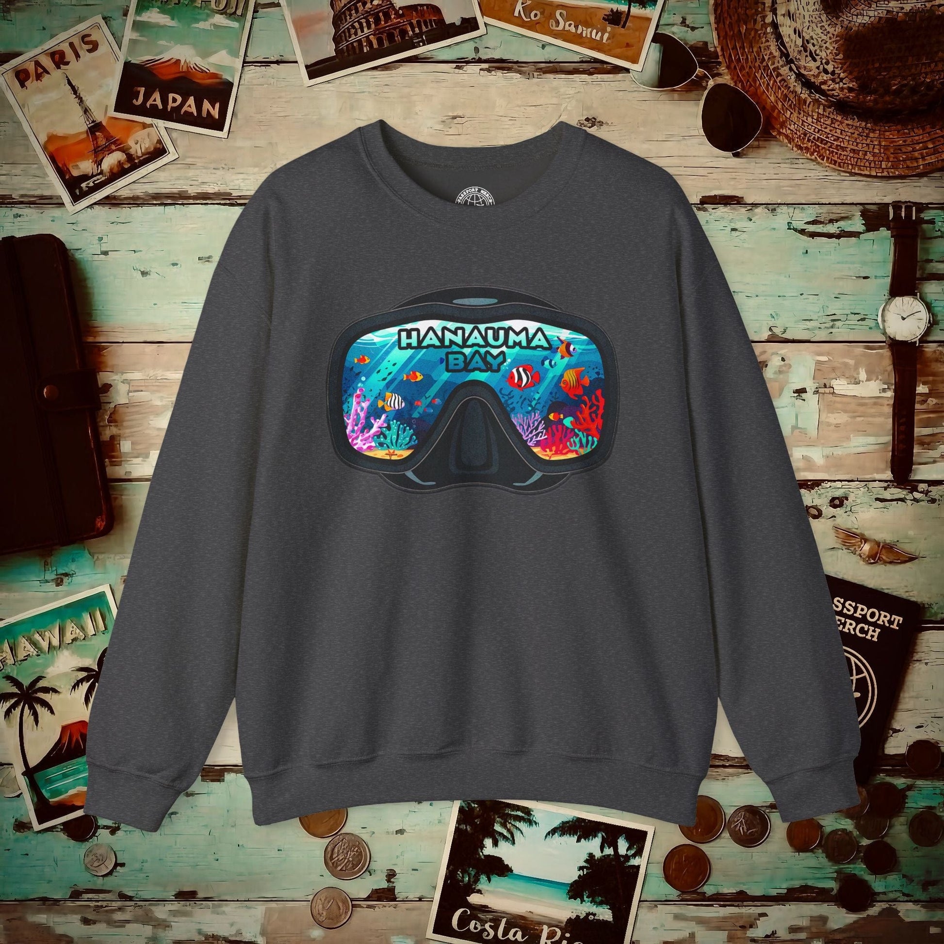 Underwater Reflections of Hanauma Bay Hawaii Crewneck S / Dark Heather