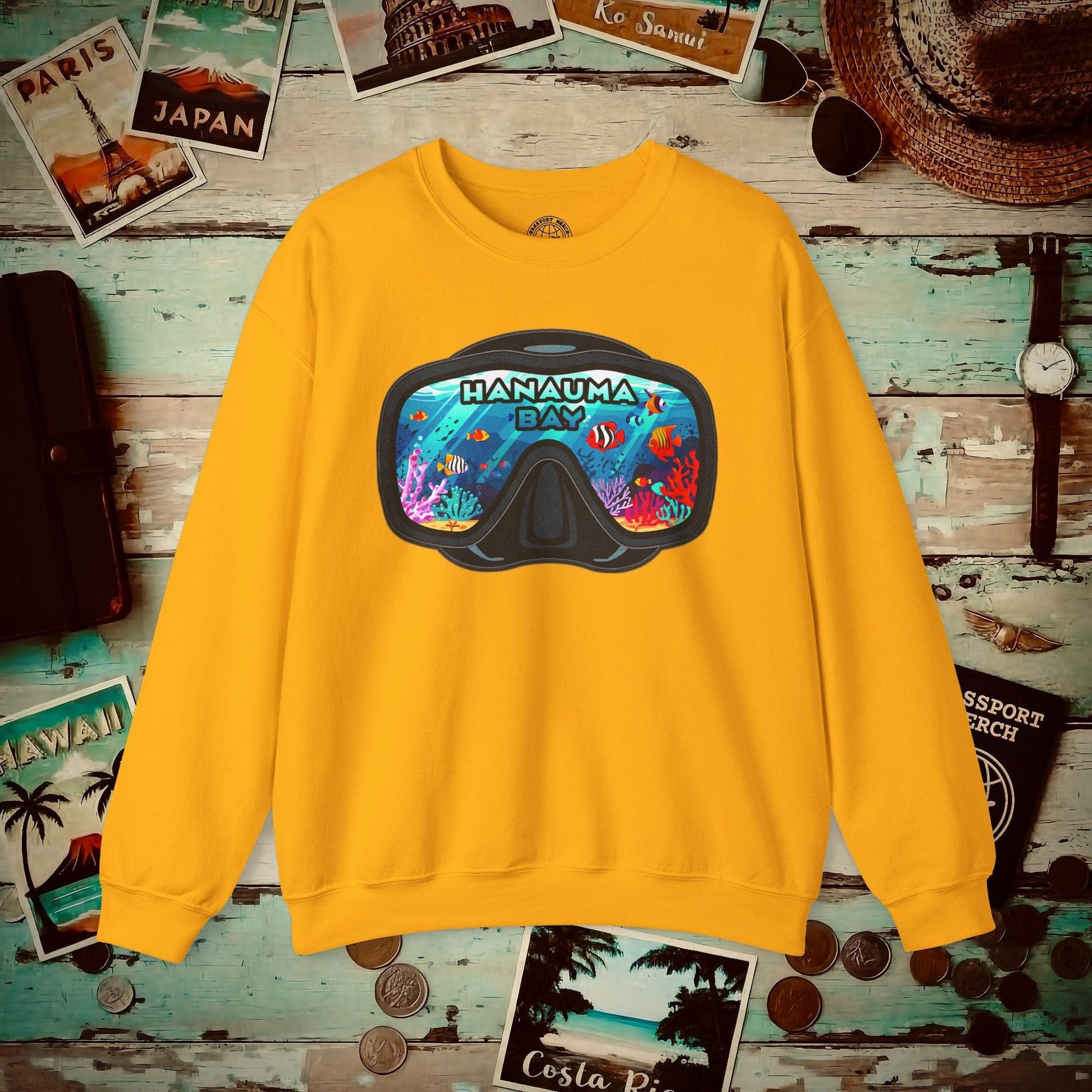 Underwater Reflections of Hanauma Bay Hawaii Crewneck S / Gold