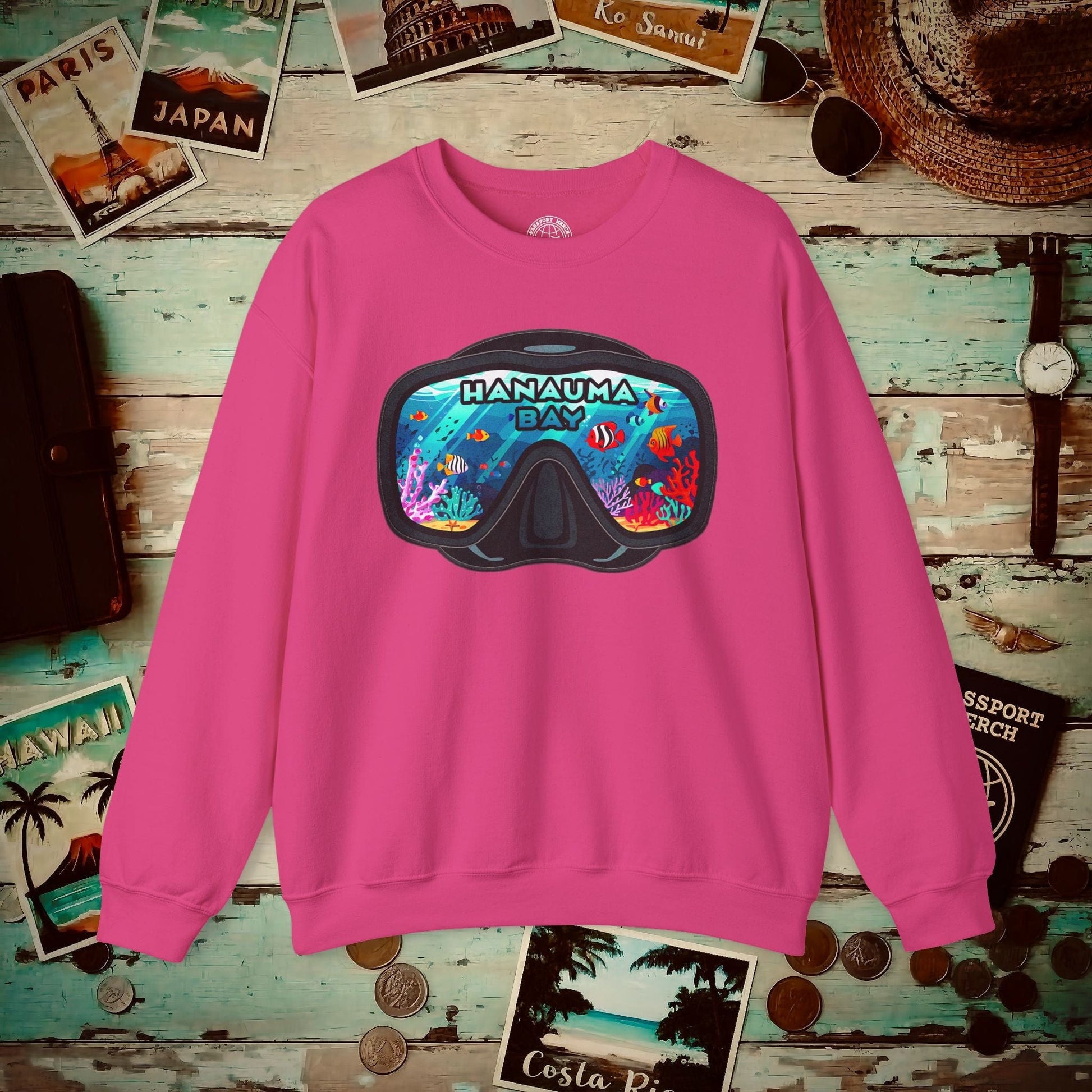 Underwater Reflections of Hanauma Bay Hawaii Crewneck S / Heliconia