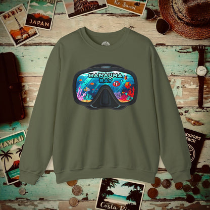 Underwater Reflections of Hanauma Bay Hawaii Crewneck S / Military Green
