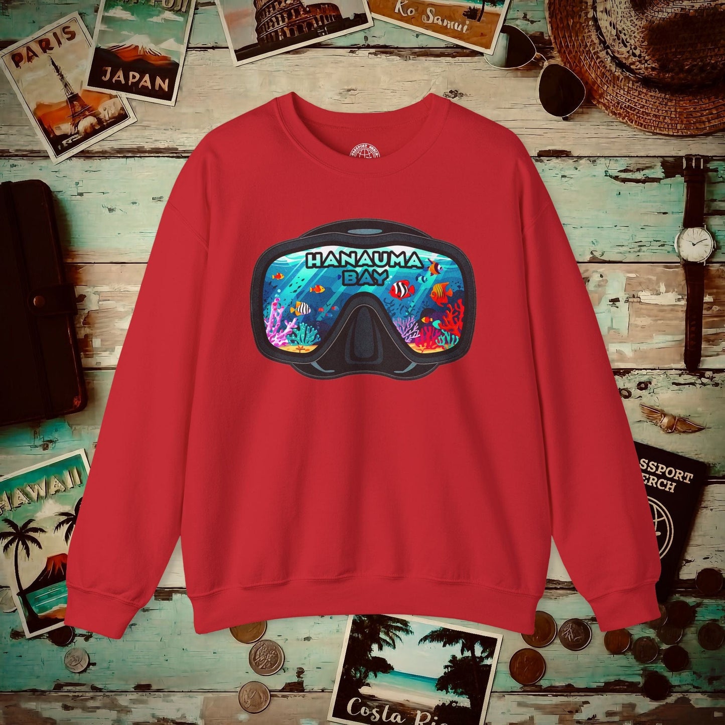 Underwater Reflections of Hanauma Bay Hawaii Crewneck S / Red