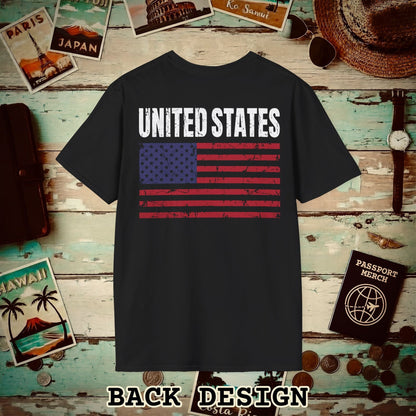 USA Vintage Flag Back Print T-Shirt Black / S