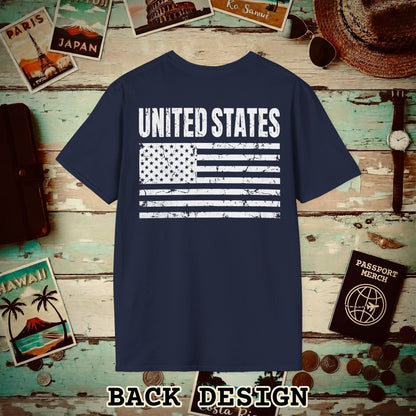 USA Vintage Flag Back Print T-Shirt Navy / S
