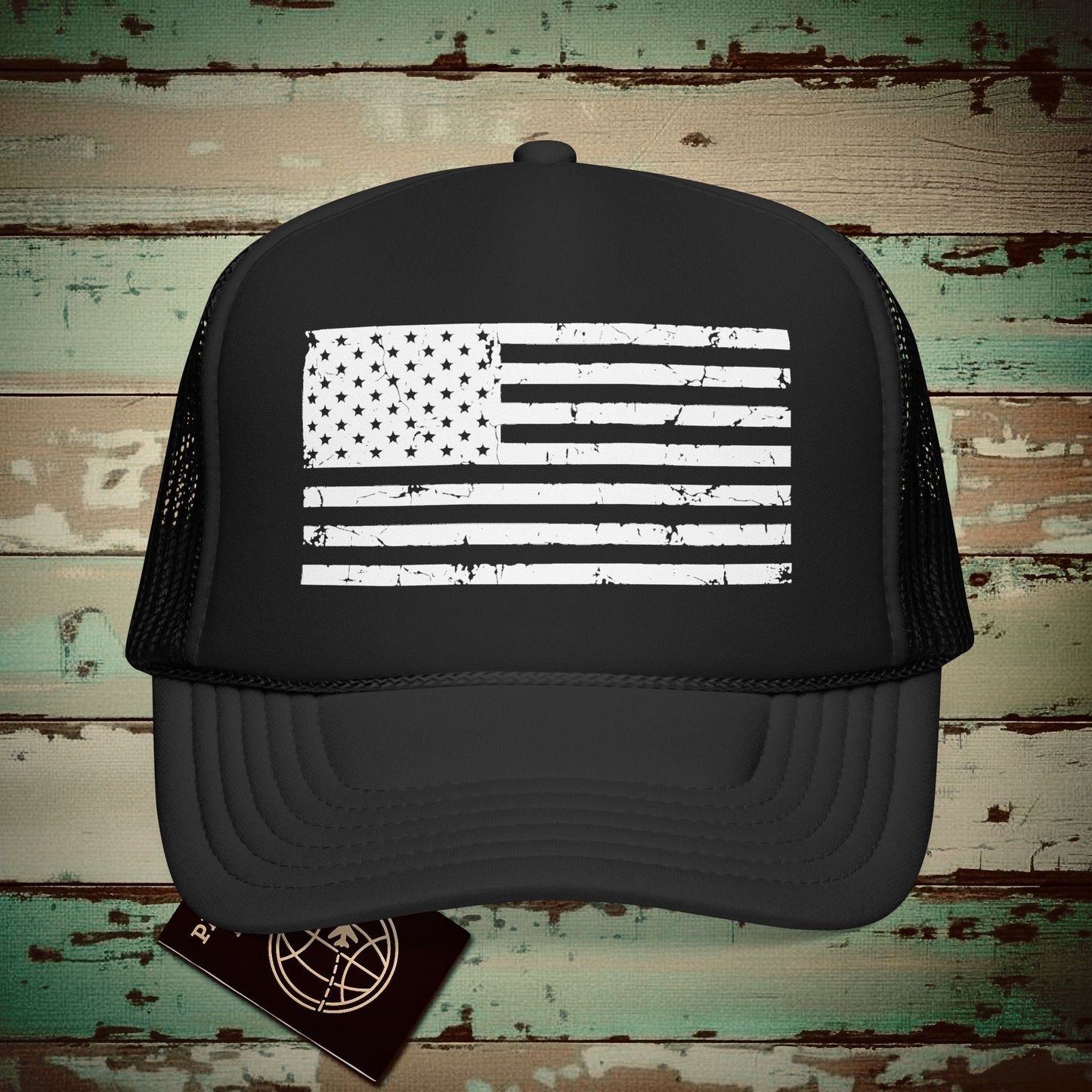 USA Vintage Flag Trucker Hat Black / One size