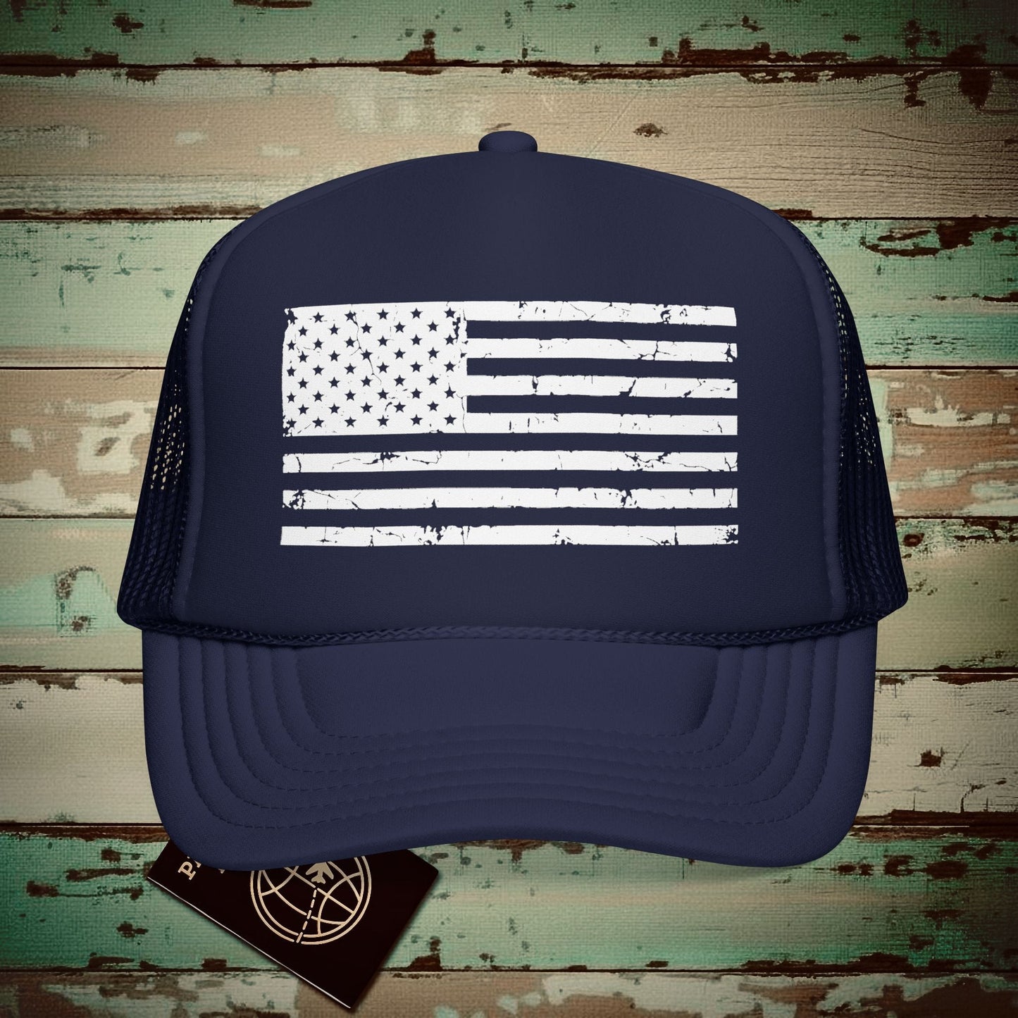 USA Vintage Flag Trucker Hat Dark Navy / One size