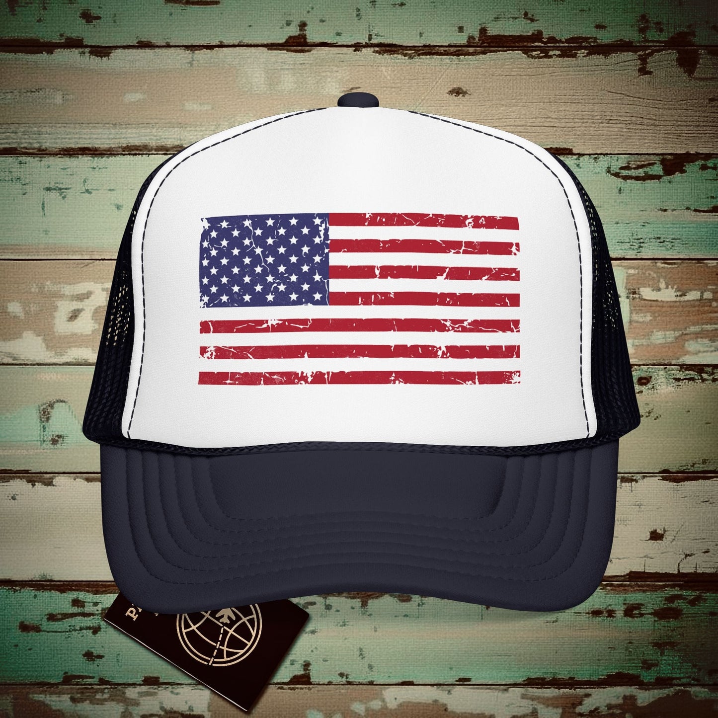 USA Vintage Flag Trucker Hat Navy / White / Navy / One size