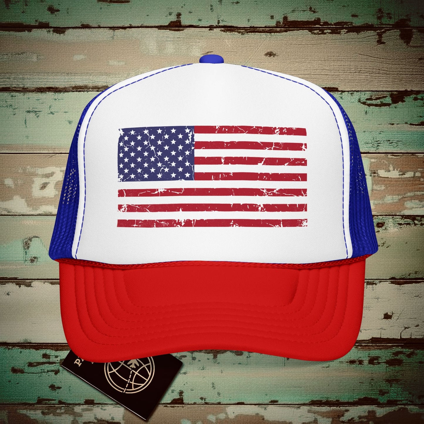 USA Vintage Flag Trucker Hat Red / White / Royal / One size