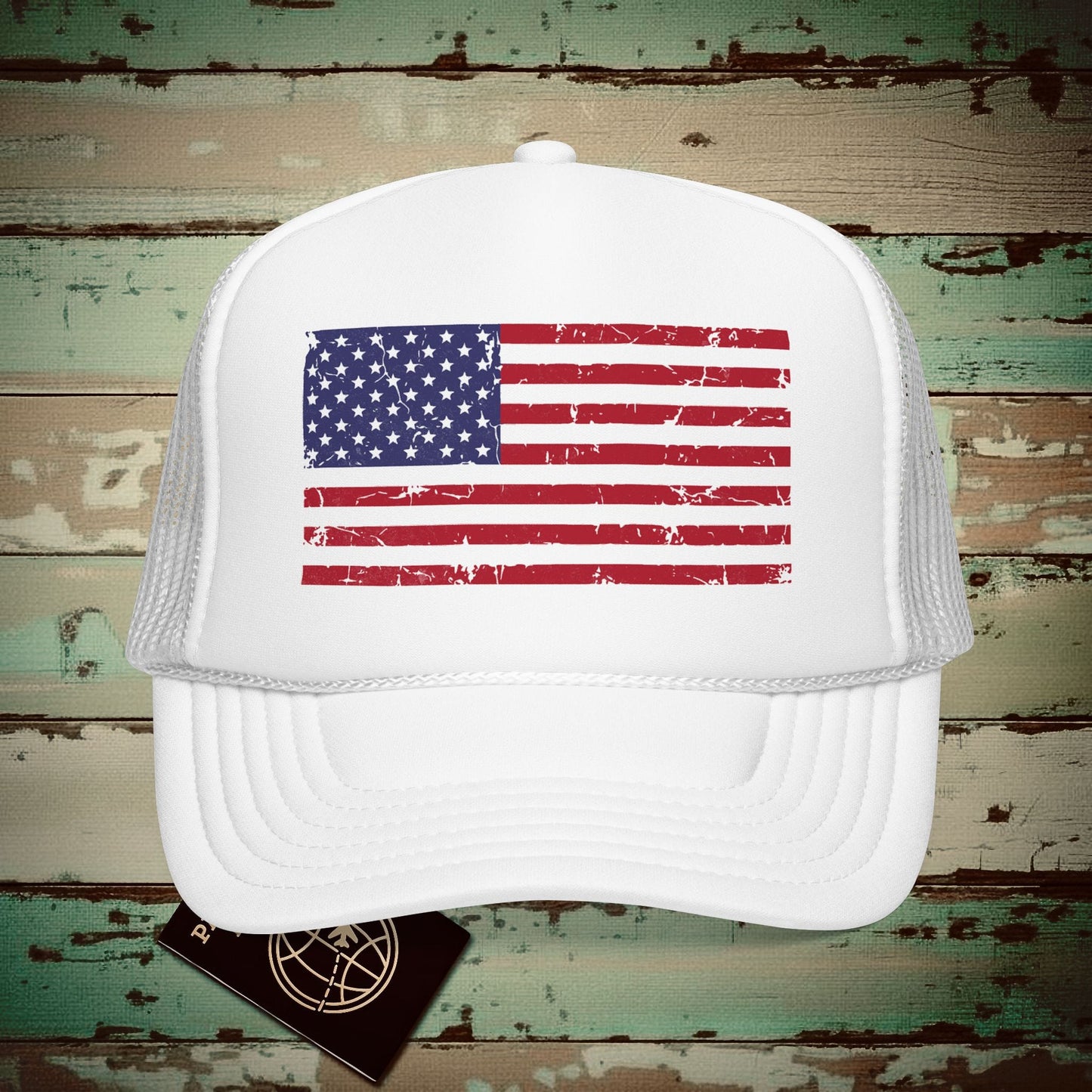 USA Vintage Flag Trucker Hat White / One size