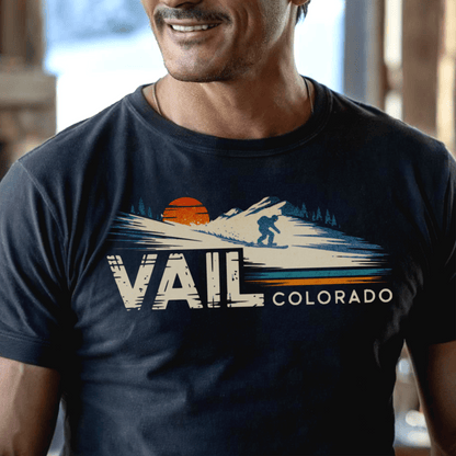Vail Colorado - Vibrant Ski Retro T-Shirt Black / S