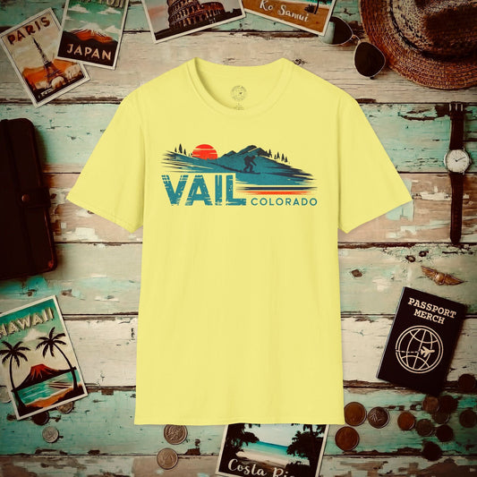 Vail Colorado - Vibrant Ski Retro T-Shirt Cornsilk / S