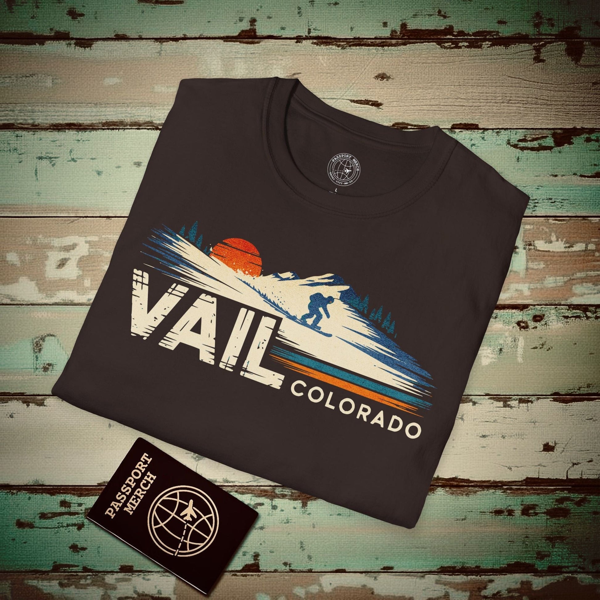 Vail Colorado - Vibrant Ski Retro T-Shirt Dark Chocolate / S