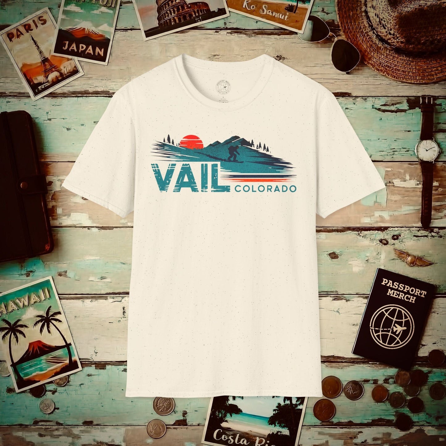 Vail Colorado - Vibrant Ski Retro T-Shirt Natural / S