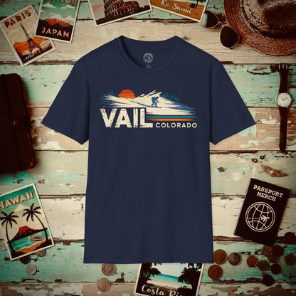 Vail Colorado - Vibrant Ski Retro T-Shirt Navy / S