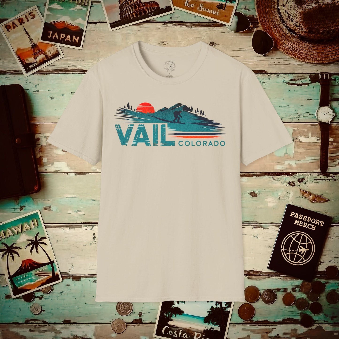 Vail Colorado - Vibrant Ski Retro T-Shirt Sand / S
