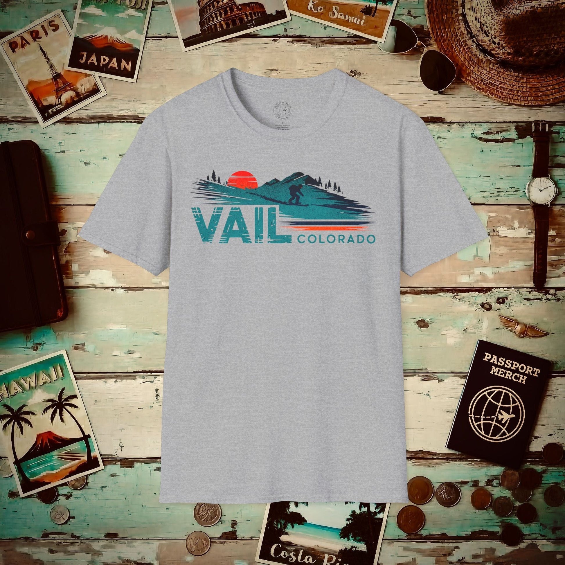 Vail Colorado - Vibrant Ski Retro T-Shirt Sport Grey / S
