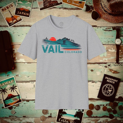 Vail Colorado - Vibrant Ski Retro T-Shirt Sport Grey / S