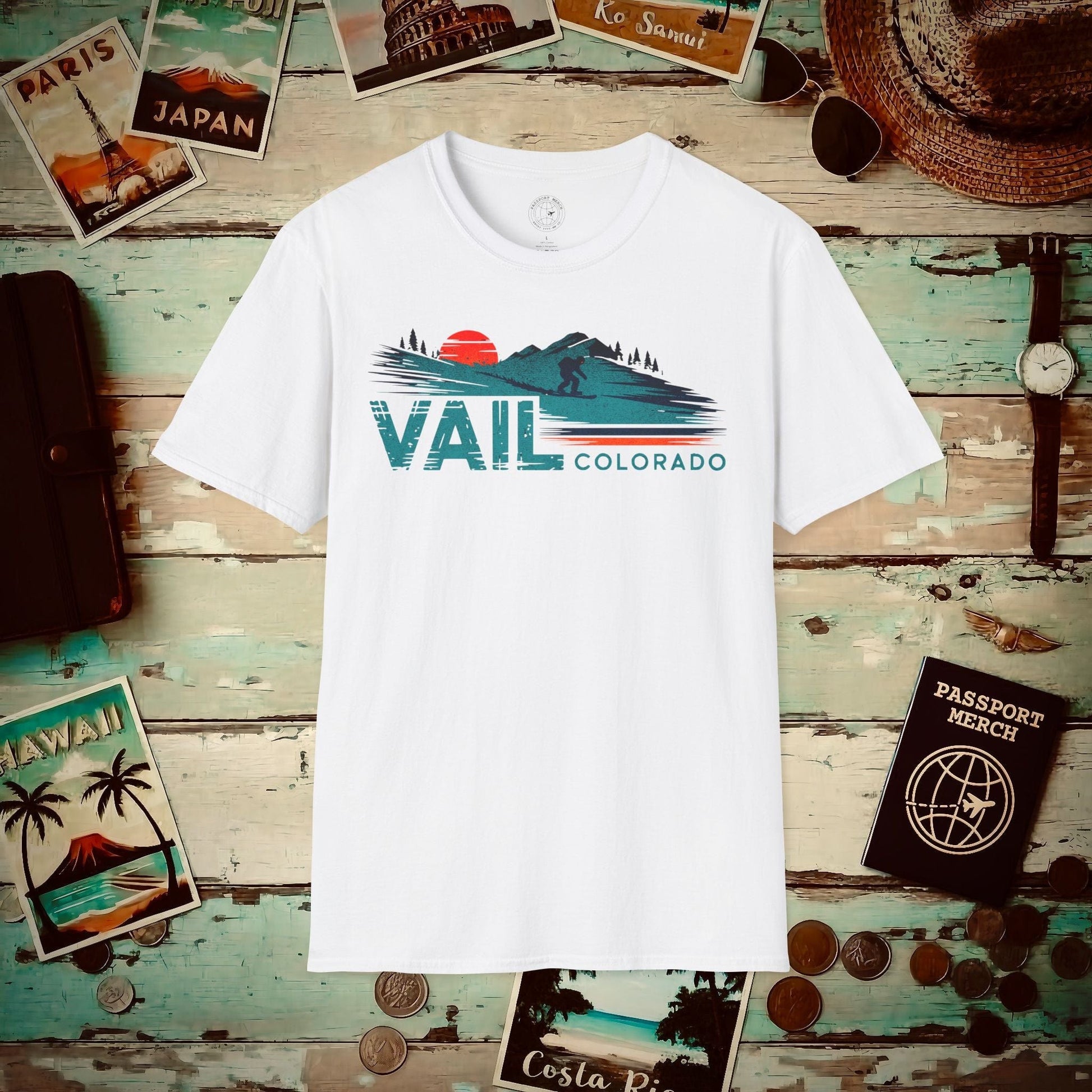 Vail Colorado - Vibrant Ski Retro T-Shirt White / S