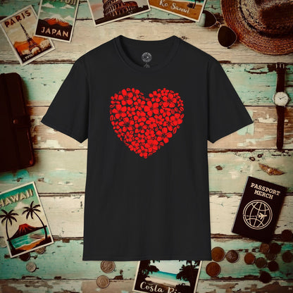 Valentine's Hawaiian Plumeria Heart T-Shirt Black / S