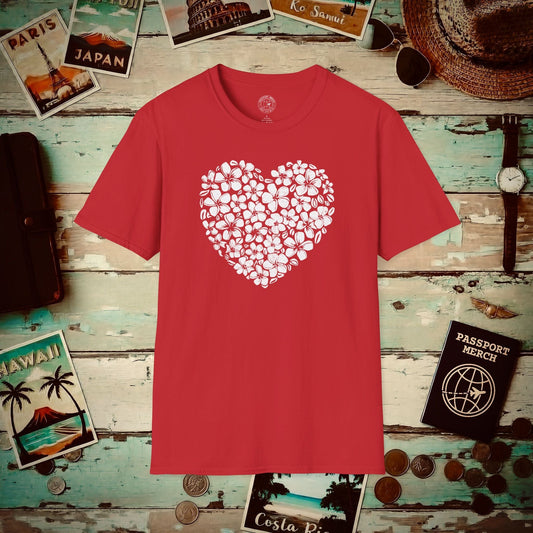 Valentine's Hawaiian Plumeria Heart T-Shirt Red / S