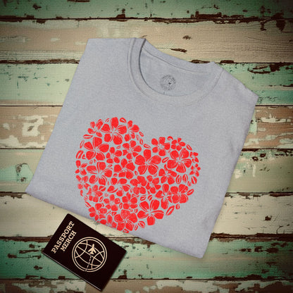 Valentine's Hawaiian Plumeria Heart T-Shirt Sport Grey / S