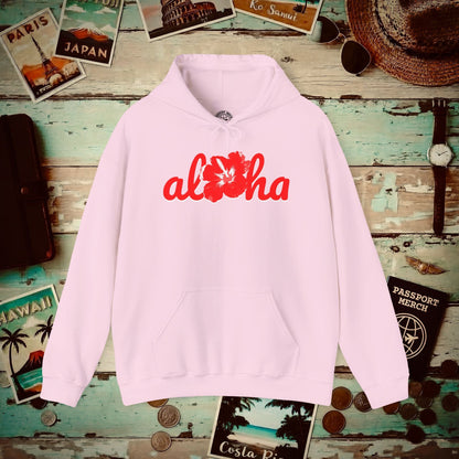 Valentine's Red Aloha Hibiscus, Hawaii Hoodie Light Pink / S