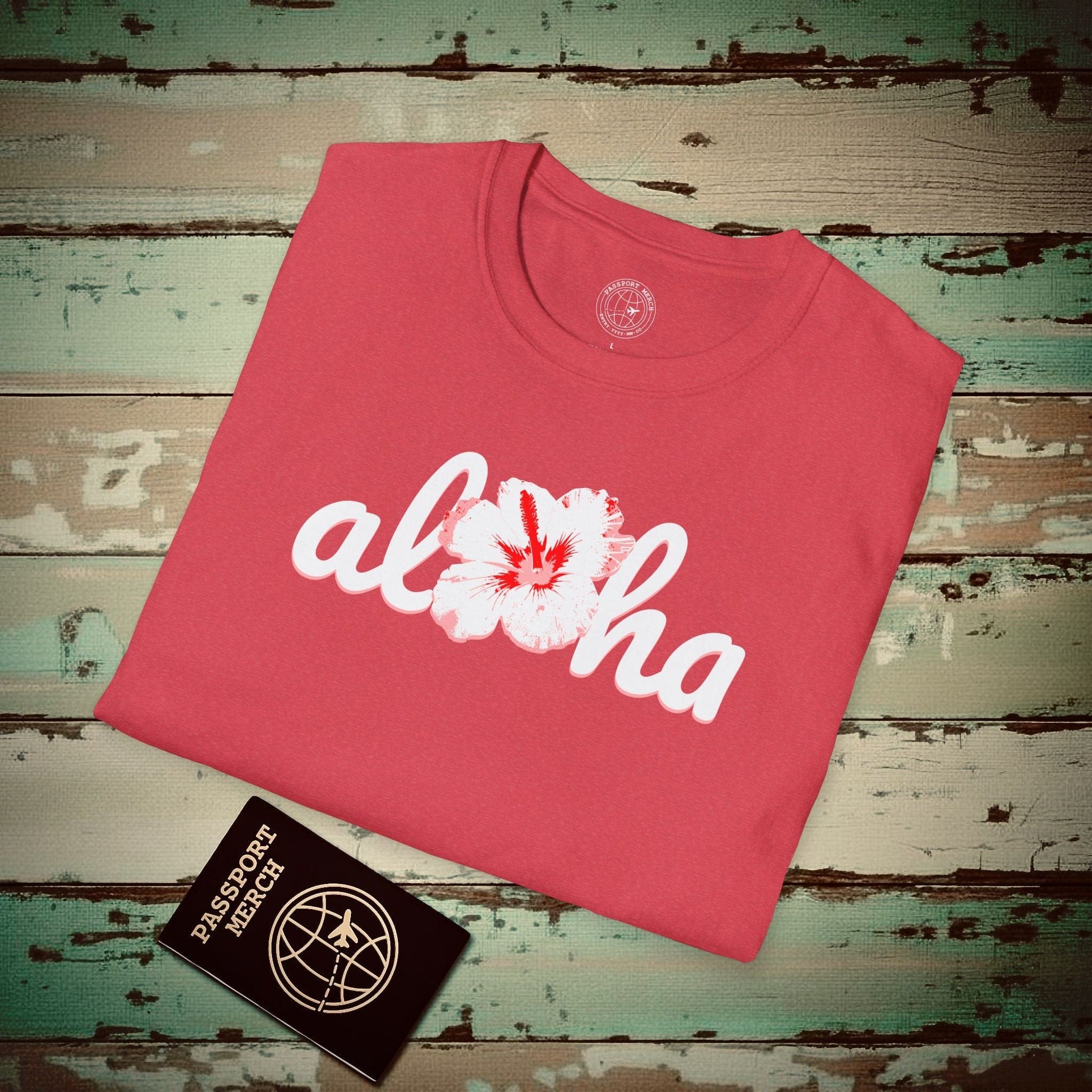 Valentine's Red Aloha Hibiscus, Hawaii T-Shirt Heather Red / S